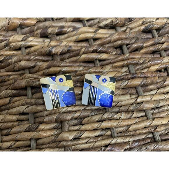 Vintage Earrings Geometric Square Shape Elegante Preppy Luxury - Picture 1 of 2